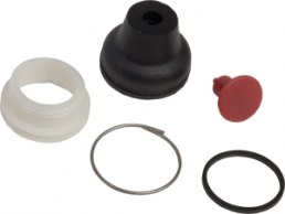 Drucktaster, tastend, Bund rund, rot, Frontring schwarz, Einbau-Ø 22 mm, XACB9214