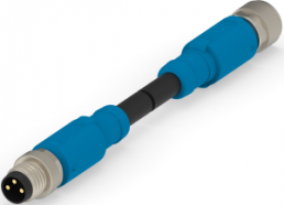 Sensor-Aktor Kabel, M8-Kabelstecker, gerade auf M8-Kabeldose, gerade, 3-polig, 0.5 m, PVC, schwarz, 3 A, T4062113003-001