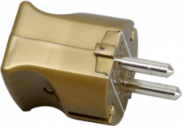 Schuko-Stecker gerade, einteiliges Gehäuse, 3 x 1,5 mm², gold