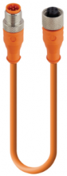 Sensor-Aktor Kabel, M12-Kabelstecker, gerade auf M12-Kabeldose, gerade, 5-polig, 1 m, PUR, orange, 4 A, 14900