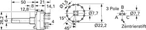CK1052  Lorlin Drehschalter, Pole = 4, Positionen = 3, 30