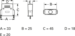 D-Sub Steckverbindergehäuse, Größe: 1 (DE), gerade 180°, Kunststoff, grau, AGP 09 G