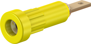 2 mm Buchse, Flachsteckanschluss, Einbau-Ø 4.9 mm, gelb, 23.1011-24
