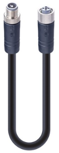 Sensor-Aktor Kabel, M12-Kabelstecker, gerade auf M12-Kabeldose, gerade, 4-polig, 2 m, PUR, schwarz, 16 A, 934853396