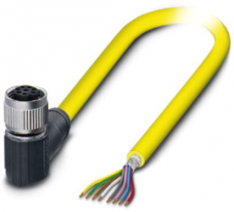 Sensor-Aktor Kabel, M12-Kabeldose, abgewinkelt auf offenes Ende, 8-polig, 5 m, PVC, gelb, 2 A, 1406086