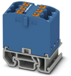 Verteilerblock, Push-in-Anschluss, 0,14-4,0 mm², 6-polig, 24 A, 8 kV, blau, 3274102