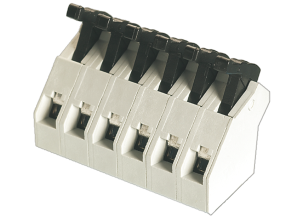 Leiterplattenklemme, 4-polig, RM 5 mm, 0,08-1,0 mm², 12 A, Federklemmanschluss, grau, AST0450404