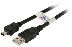 USB 2.0 Adapterleitung, USB Stecker Typ A auf Mini-USB Stecker Typ B, 5 m, schwarz