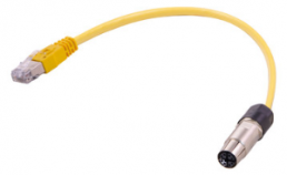 Sensor-Aktor Kabel, M12-Kabeldose, gerade auf RJ45-Kabelstecker, gerade, 8-polig, 1 m, PUR, gelb, 0948C592756010