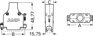 D-Sub Steckverbindergehäuse, Größe: 5 (DD), gerade 180°, Kabel-Ø 11,43 mm, Zinkdruckguss, silber, 5745175-5
