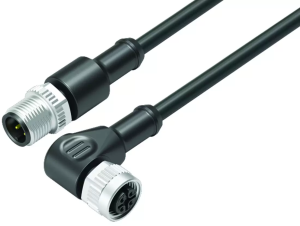 Sensor-Aktor Kabel, M12-Kabelstecker, gerade auf M12-Kabeldose, abgewinkelt, 4-polig, 1 m, PUR, schwarz, 4 A, 77 3434 3429 50004-0100