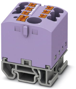 Verteilerblock, Push-in-Anschluss, 0,14-4,0 mm², 7-polig, 24 A, 8 kV, violett, 3274182