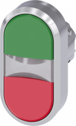 Doppeldrucktaster, beleuchtbar, tastend, Bund oval, grün/rot, Einbau-Ø 22.3 mm, 3SU1051-3AB42-0AA0