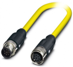 Sensor-Aktor Kabel, M12-Kabelstecker, gerade auf M12-Kabeldose, gerade, 8-polig, 0.5 m, PVC, gelb, 2 A, 1406068
