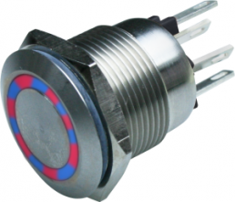 Drucktaster, 1-polig, rot/blau, beleuchtet (rot/blau), 0,5 A/24 V, Einbau-Ø 19 mm, IP66, MPI002/28/D4