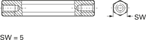 Sechskant-Abstandsbolzen, Innen-/Innengewinde, M2,5/M2,5, 20 mm, Polyamid