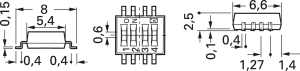 DIP-Schalter, Aus-Ein, 4-polig, gerade, 100 mA/6 VDC, CHS-04MB