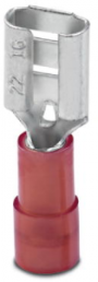 Isolierte Flachsteckhülse, 6,3 x 0,8 mm, 0,5 bis 1,5 mm², AWG 20 bis 16, Messing, verzinnt, rot, 3240052