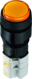 Drucktaster, 4-polig, schwarz, beleuchtet, 4 A/230 V, Einbau-Ø 16.2 mm, IP40, 1.15.108.452/0000