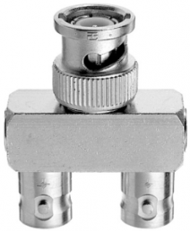 Koaxial-Adapter, 75 Ω, BNC-Stecker auf 2 x BNC-Buchse, Y-Form, 100023601