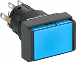 Drucktaster, tastend, Bund rechteckig, blau, Frontring schwarz, Einbau-Ø 16 mm, XB6EDW6B2P