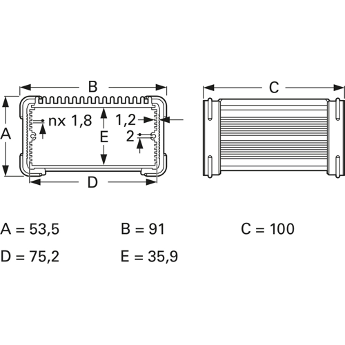 FR K 80 42 100 SA Fischer Elektronik Kleingehäuse und Modulgehäuse Bild 3