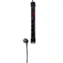 Steckdosenleiste, 4-fach, 1.5 m, 16 A, mit Überspannungsschutz, schwarz/silber, BS09-20145