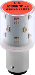 LED-Lampe, BA15d, 28 V (DC), 28 V (AC), rot
