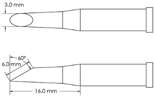 Lötspitze, Hufform, Ø 3 mm, (L) 16 mm, GT4-HF6030S