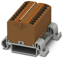 Verteilerblock, Push-in-Anschluss, 0,14-4,0 mm², 18-polig, 24 A, 8 kV, braun, 3273186
