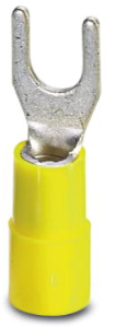 Isolierter Gabelkabelschuh, 4,0-6,0 mm², AWG 12 bis 10, M4, gelb