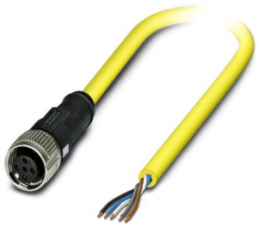 Sensor-Aktor Kabel, M12-Kabeldose, gerade auf offenes Ende, 5-polig, 2 m, PVC, gelb, 4 A, 1406169