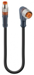Sensor-Aktor Kabel, M8-Kabelstecker, gerade auf M12-Kabeldose, abgewinkelt, 4-polig, 0.6 m, PUR, schwarz, 4 A, 43699