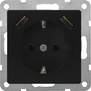 SCHUKO-Steckdose mit USB-Ladegerät, schwarz, 16 A/250 V, Deutschland, IP20, 5UB1970-0SB01