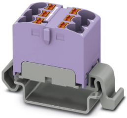 Verteilerblock, Push-in-Anschluss, 0,2-6,0 mm², 6-polig, 32 A, 6 kV, violett, 3273674