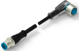 Sensor-Aktor Kabel, M12-Kabeldose, abgewinkelt auf M12-Kabelstecker, gerade, 3-polig, 1.5 m, PUR, schwarz, 4 A, 2273125-4