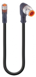 Sensor-Aktor Kabel, M12-Kabelstecker, abgewinkelt auf M8-Kabeldose, gerade, 5-polig, 1 m, PUR, schwarz, 3 A, 934898187