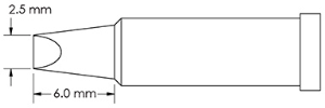 Lötspitze, Meißelform, (L x B) 6 x 2.5 mm, GT4-CH0025P