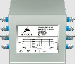 EMC Filter, 50 bis 60 Hz, 16 A, 250/440 VAC, Flachstecker 6,3 mm, B84131M0003A116