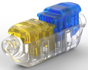 Stoßverbinder mit Isolation, 2,5-4,0 mm², AWG 16 bis 12, transparent/blau/gelb, 48 mm