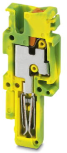 Stecker, Push-in-Anschluss, 0,14-4,0 mm², 1-polig, 24 A, 6 kV, gelb/grün, 3210114