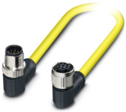 Sensor-Aktor Kabel, M12-Kabelstecker, abgewinkelt auf M12-Kabeldose, abgewinkelt, 8-polig, 0.5 m, PVC, gelb, 2 A, 1406099