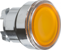 Drucktaster, tastend, Bund rund, orange, Frontring silber, Einbau-Ø 22 mm, ZB4BW353