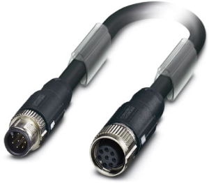 Sensor-Aktor Kabel, M12-Kabelstecker, gerade auf M12-Kabeldose, gerade, 6-polig, 15 m, TPV, schwarz, 2 A, 1428681
