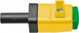 Schnell-Druckklemme, gelb/grün, 300 V, 16 A, 4 mm Stecker, vernickelt, SDK 799 / GNGE