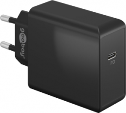 USB-Steckdosenladegerät, Eurostecker auf USB-C Buchse, 3 A, schwarz
