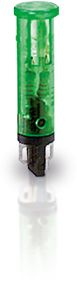 Signalleuchte mit integrierter LED, 5 mm, Blende rund flach, 28 V, Blende grün, Lötanschluss