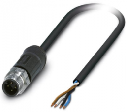 Sensor-Aktor Kabel, M12-Kabelstecker, gerade auf offenes Ende, 4-polig, 2 m, PE-X, schwarz, 4 A, 1454040