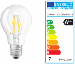 LED-Lampe, E27, 7 W, 806 lm, 240 V (AC), 2700 K, 360 °, klar, warmweiß, A++
