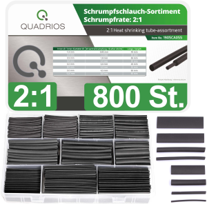 Schrumpfschlauch-Set 2:1, schwarz, 800-teilig, 1905CA055